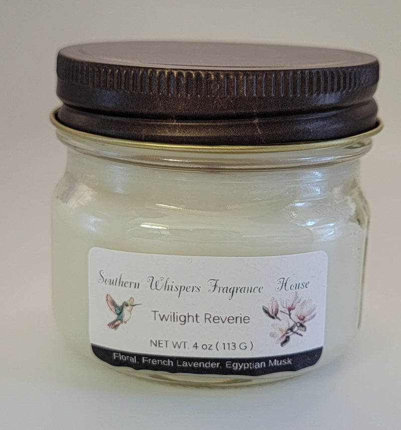 Twilight Reverie | 4 oz Lavender, Tonka Bean & Soft Musk Mason Jar Candle